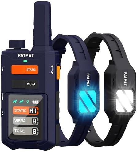 PATPET Dog Training Collar with Remote, 4200FT E-Collar with LED Light, 3 Training Modes Beep, Vibration, Static, Rechargeable Electric Collar for Medium Large Dogs