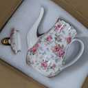 Agyiuns Tea Pot, Porcelain Teapot 37oz,tea pots for tea party,Tea Infuser Pots for Blooming loose Leaf Tea (White with flower)