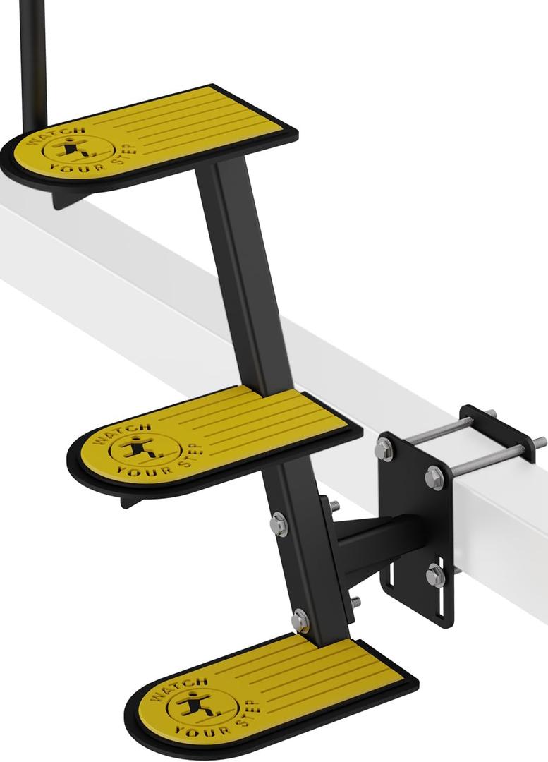 Boat Trailer Steps, 3-Step Heavy-Duty Design with Handrail and Anti-Slip Pad, Fits Tongues 2"4" Wide & 3"5" High, 500 lbs Capacity Boat Steps for Trailer