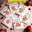 4 x Cute Capybara Valentine's Day Cards, 24 Pack with 6 Designs, 3.5x5 inch, Kids Classroom Exchange Cards with Hearts