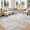 Washable Rug 10x14 Area Rugs for Living Room: Modern Abstract Neutral Soft Carpet for Bedroom Dining Room Under Kitchen Table Home Office Decor - Brown Grey