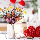 6 Pcs Conversation Heart Candy Picks Decorations Valentines Day Gifts Candy Heart Berry for Tree Vase Artificial Valentines Fake Flowers Wedding Anniversary Home Office Desk Table Decor