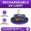 96 LED 395nm UV / 6500K Flashlight Camping Blacklight , 10000mAh Rechargeable, 3000 Lumens, Glow Lights for Party , Bedroom, Fluorescent Poster , Dog/Cat Urine ,Halloween Black Light (UV(Remote))