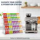 4-Tier Acrylic Drink Packet Organizer with 20 Compartments, Sugar Packets Drink Mix Organizer, Water Flavor Packet Holder for Kitchen Pantry Cabinet Storage Coffee Station