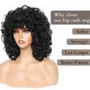 Short Curly Wigs for Black Women Soft Black Big Curly Wig with Bangs Afro Kinky Curls Heat Resistant Natural Looking Synthetic Wig for African American Women Black