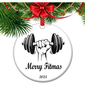 Merry Fitmas 2025 Ornament - Funny Gym, Fitness Motivation Holiday Decor, New Year New You Workout Keepsake (C21)