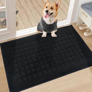 BEQHAUSE Door Mats Indoor 20" x 32", Doormat Non-Slip Entryway Rugs Washable Welcome Mat Low Profile, Absorbent and Dirt Resistant Floor Mats for Front Back Door, Muddy Wet Shoes&Paws, Black