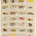 Bloss Hanging Jewelry Organizer, Double Sided 80 Pocket Jewelry Chain Storage Bag 2 Layer of Fabric Jewelry Organizer Holder for Necklace Bracelet Earring Ring Chain Knitting Tool-Black (Beige)