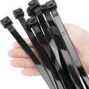 XINGO 12 inch Black Zip Ties Heavy Duty 100 PCS, 200 LBS Ultra Strong Plastic Wire Ties, Large Cable Ties Extra Long Tie Wraps, Indoor and Outdoor UV Resistant
