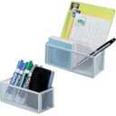 MyGift White Wire Mesh Magnetic Storage Baskets, Whiteboard Accessories, Classroom and Office Supply Organizer, Set of 2