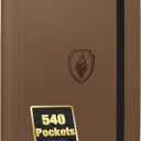 Premium 9 Pocket Card Binder for 540 Cards, Fabmaker PU Cover Trading Card Binder, Sturdy Card Collection Album, Sleek Card Holder Folders for Game Cards & Sports Cards, Brown