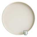 HofferRuffer Large Round Serving Tray 24'', Elegant Faux Leather Circle Ottoman Table Tray, Serve Tea Coffee Breakfast in Bedroom Living Room Kitchen (White, 24'')