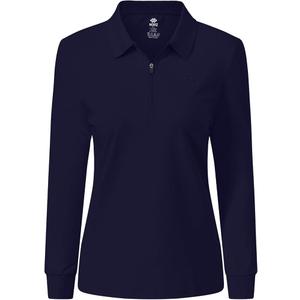 JINSHI Women's Golf Polo Shirt Long Sleeves Zip Up Sport Active Shirts Quick Dry Athletic T-Shirt Casual Tennis Tops Slim Fit Medium
