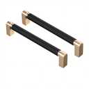 10 Pack Black and Gold Cabinet Pulls, 3-3/4 Inch Hole Centers Gold Drawer Pulls, Gold Dresser Handles and Cupboard Handles (Overall Length: 4.2", Hole Spacing: 3-3/4")