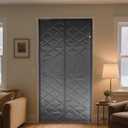 Magnetic Thermal Insulated Door Curtain Cover Made of Oxford and Cotton Fit Door Size 36" x 82" Insulated Curtains for Winter Thicker Layered Fabric Doorway Curtains Keep Cold Drafts Out (Gray.)