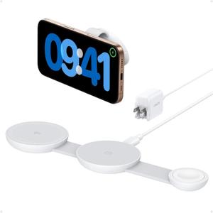 Anker MagSafe Compatible MagGo UFO 3-in-1 Charger, iPhone 16 Wireless Charger Station, Qi2 Certified 15W, Foldable Travel Charging Pad, for iPhone 15/14/13/12, AirPods, Apple Watch (Not a Power Bank)
