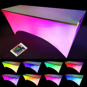 2 Pack Glow 6FT Fitted Tablecloth, Rectangle Spandex Tablecloth for Event, Wedding, Banquet & Parties, White, 72" L x 30" W x 30" H