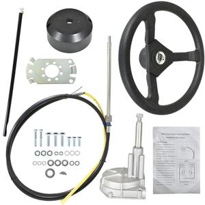 GXYWADY 10 Feet Marine Steering System Outboard Steering System Boat Steering Cable SS13710 3/4 Shaft with 12.4 Inch Wheel Replacement for Marine Boat Outboard Yachts