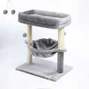 24-inch Cat Tree for Indoor Cats & Kittens  Multi-Level Cat Tower with Hammock & Scratching Post  Sturdy Perch for Large Cats  Space-Saving Small Cat Bed  Light Gray