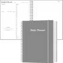 Daily Planner Undated - A4 To Do List Notebook Hourly Schedules, Spiral Appointment Planner for Women and Men,PVC Hardcover, Inner Pocket, Elastic Closure, 8.5" x 11", Grey
