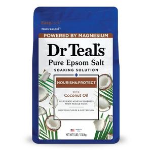 Dr Teal's Epsom Salt Magnesium Soak, Nourish & Protect with Coconut Oil, 3 lbs 4 Pack