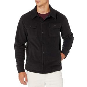 Amazon Essentials Men's Long-Sleeve Polar Fleece Shirt Jacket for Winter (XX-Large, Black)