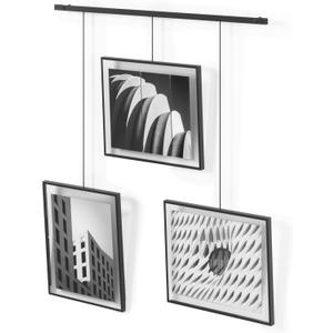 Umbra Exhibit Picture Frame Gallery Set, Adjustable Wall Collage Displays Three 8"x10" Photos, Set of 3, Black