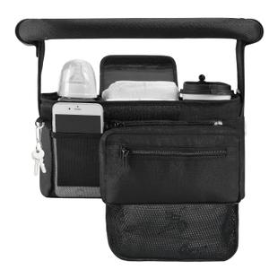Momcozy NON-SLIP Universal Stroller Organizer | Insulated Cup Holder | Detachable Phone Bag & Shoulder Strap | Fits Uppababy, Baby Jogger, Britax, BOB, Umbrella and Pet Stroller