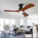 42 inch Flush Mount Ceiling Fans with Lights,Remote Control,Wall Switch,Solid Wood Blades,Dimmable,Reversible,Noiseless,Power Off Memory Low Profile Ceiling Fan for Bedroom Patio Indoor/Outdoor