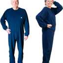 Premium, Unisex, Cotton, Anti-Strip & Incontinence Onesie/Jumpsuit - Clothing for Alzheimer's and Dementia (Large (Pack of 1), Navy Blue)