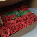 AmyHomie Artificial Flower Dark Red Rose 100pcs Real Looking Fake Roses w/Stem for DIY Wedding Bouquets Centerpieces Arrangements Party Baby Shower Valentines Day Christmas Tree Decorations