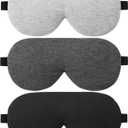 ALASKA BEAR 3 Pack Sleep Eye Masks Organic Cotton Cool Bamboo - Nose Covering for 100% Light Blocking, Lightweight for Home or Travel Use (Black, Grey, Silver)