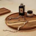 2 x PINXIURY 11.8 Inch Round Wooden Decorative Serving Tray for Coffee Table and Home Decor, Round Wood Tray for Table Centerpiece, Small Candle Tray, Acacia, Appetizer Charcuterie Board