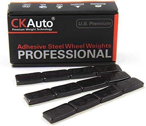 CKAuto 1oz, Black, Adhesive Stick on Wheel Weights, EasyPeel Tape, 72 oz/Box, US Quality (72pcs)
