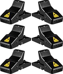 Feeke Rat Trap, Large Mouse Traps, Mouse Traps Indoor for Home, Instant Kill Traps for Mouse Rat Chipmunk, Quick Set Up and Reusable - 4 Pack, Black