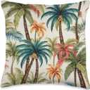 Retro Vintage Coconut Palm Tree Tropical Pattern Throw Pillow (16x16)