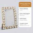 Handicrafts Home Chevron Mosaic Picture Frame Handmade Bone Inlay 4 by 6 Photo Frame for Tabletop & Wall Decor, Home Decor, Boho Chic Coastal Farmhouse Frame, Colorful Desk & Shelf Decor- Brown White