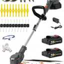 Electric Weed Wacker Cordless Battery Powered,20V Lightweight Weed Trimmer Eater with 2 Battery and Charger,3 in 1 Grass Trimmer/Brush Cutter/Lawn Edger with 26 Blade for Yard,Garden