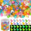 240pcs Luminous Mini Resin Ducks, Tiny Duck Bulk Glow in The Dark Small Plastic Miniature Ducks Figures for Dollhouse Decor Micro Garden Home Landscape Aquarium Craft Gifts Party Favors Toys