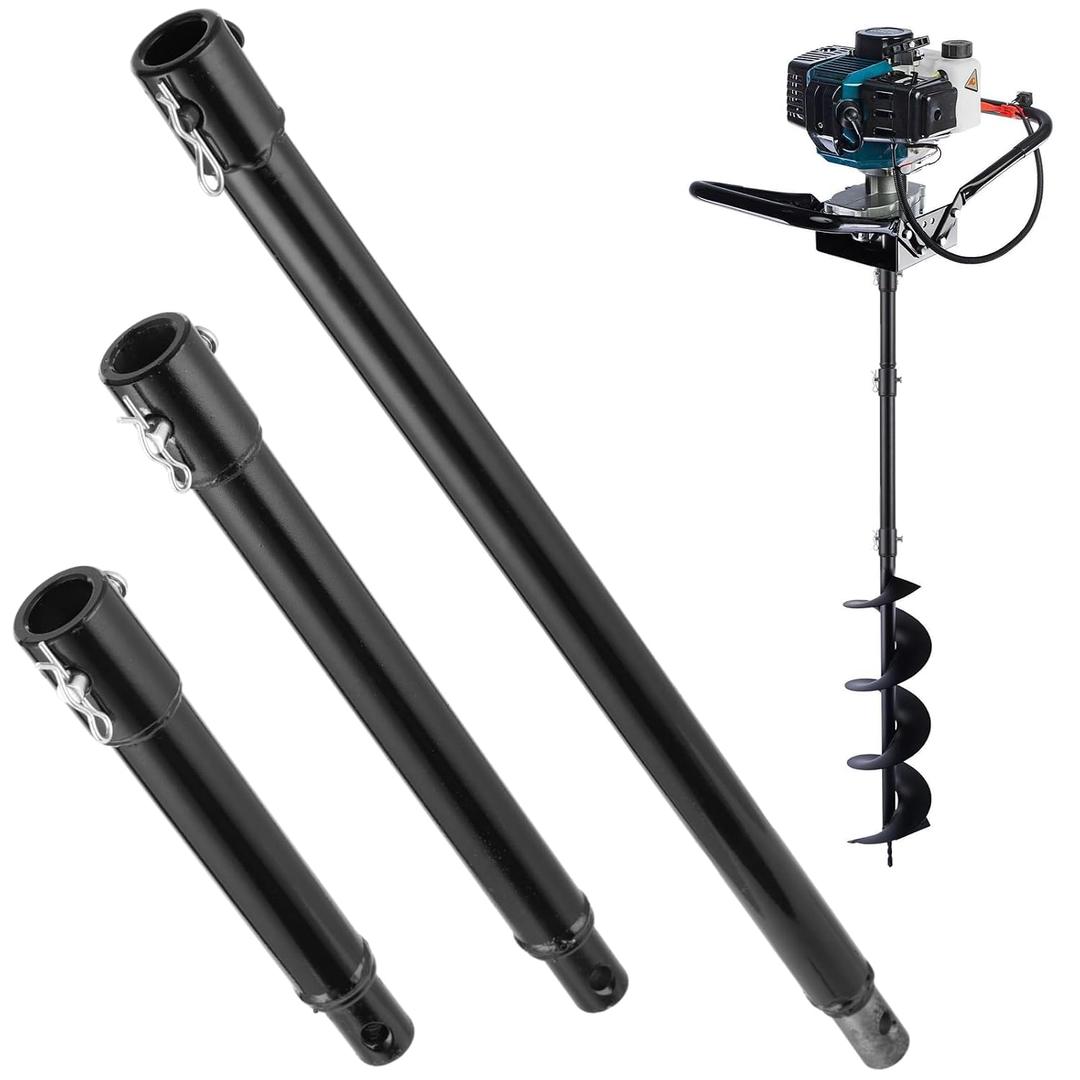 3 PCS Auger Extension Drill Bits, 3/4 Shaft Earth Auger1 Drill Bit Extension, Auger Drill Bit Extension2 Bar, Garden Spiral Hole Drill Bit Extension1 Rod, Post Hole Digger Replacement