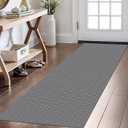KOZYFLY Washable Runner Rug 2x6 Ft Runners for Hallways Non Slip Kitchen Runner Rugs Braided Cotton Entryway Runner Indoor, Carpet Runners for Hallway Kitchen Entryway Bedroom, Grey/Charcoal Grey