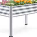 KING BIRD Large Raised Garden Bed with Legs Galvanized Elevated Planter Box 482430 in for Backyard, Patio, Balcony, 400lb Capacity, Silver (48x24x32 in)