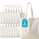 Simpli-Magic Canvas Tote Bags, 13"x15", Natural,15 pack