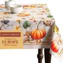Maison d' Hermine Table Cloth Rectangle Table 100% Cotton 70 x 90 Inches Fall Tablecloth Reusable Everyday Use for Thanksgiving Christmas Decorations Dining Farmhouse Party (Potiron)