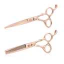 PURPLEBIRD Hair Cutting Scissors Thinning Shear Set Professional Barber 6 inch Texturizing Blending Shear Razor Edge Haircut Styling Kit for Men, Women, and Kids, Japanese Stainless Steel, Rose Gold