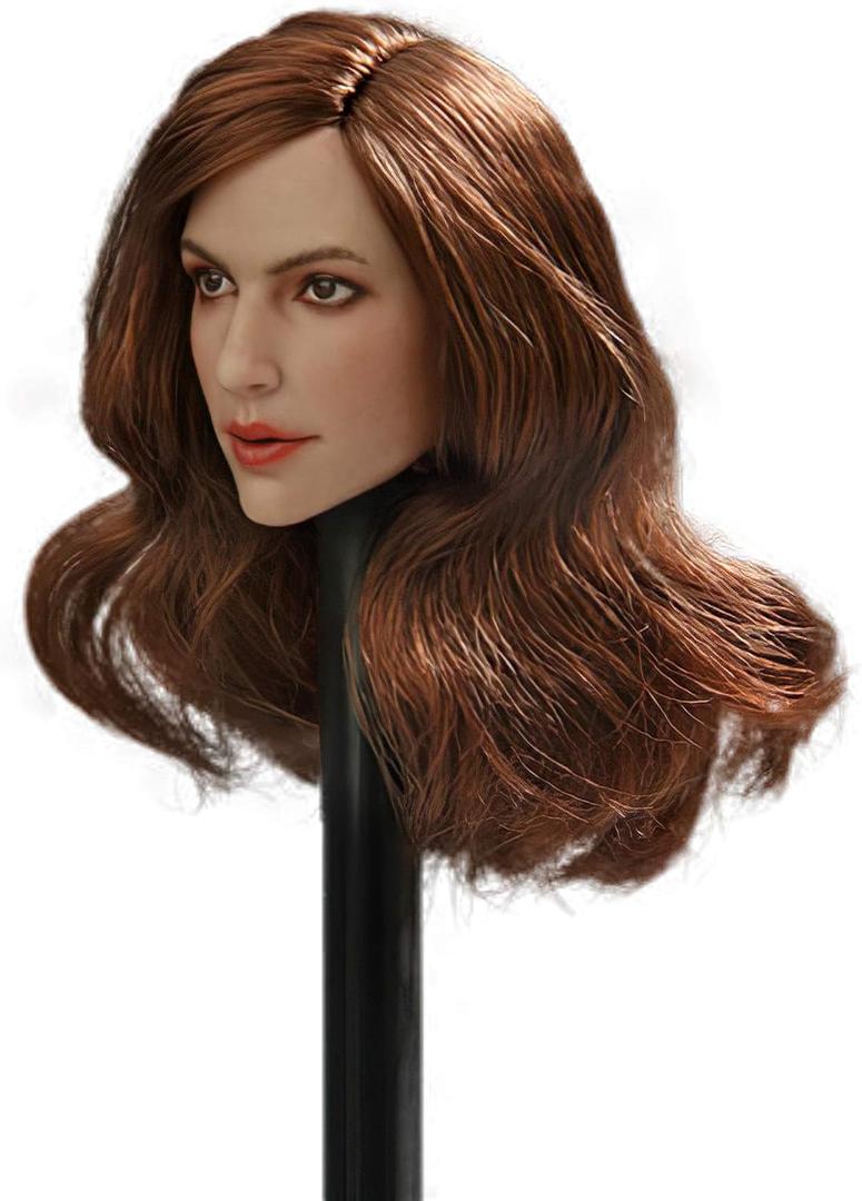 Phicen 1/6 Scale Female Head Sculpt with Curls for 12" Female Body Hot Toys (Dark Brown Curly Hair)