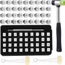 Wonvoc 44 Pcs Leather Stamping Tools, 36 Pcs Leather Letter Stamps, Leather Stamping Kit, with Wool Dauber Stamping Tools, Leather Hammer, for DIY Leathercrafts