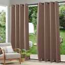 RYB HOME Outdoor Weighted Blackout Curtains 2 Panels- Waterproof Windproof Curtains Summer Heat Block for Patio, Furniture Protect Pergola Outside Swimming Pool Deck, Mocha, W52 x L96 inch