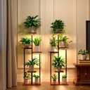 Plant Stand Indoor with Grow Light, 2-Pack Metal Plant Shelf with 6 Grow Lights, 5 Tiered Corner Plant Stand Shelves for Indoor Plants Multiple, Plant Rack Display Flower Holder for Living Room, Patio