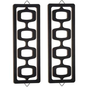CroBlissful 2 Pcs Mid Century Modern Wall Art Wood Mid Century Elegance Decor Accents Abstract Wall Sculpture Geometric Panels for Interior Panel Art for Home Living Room(Black)